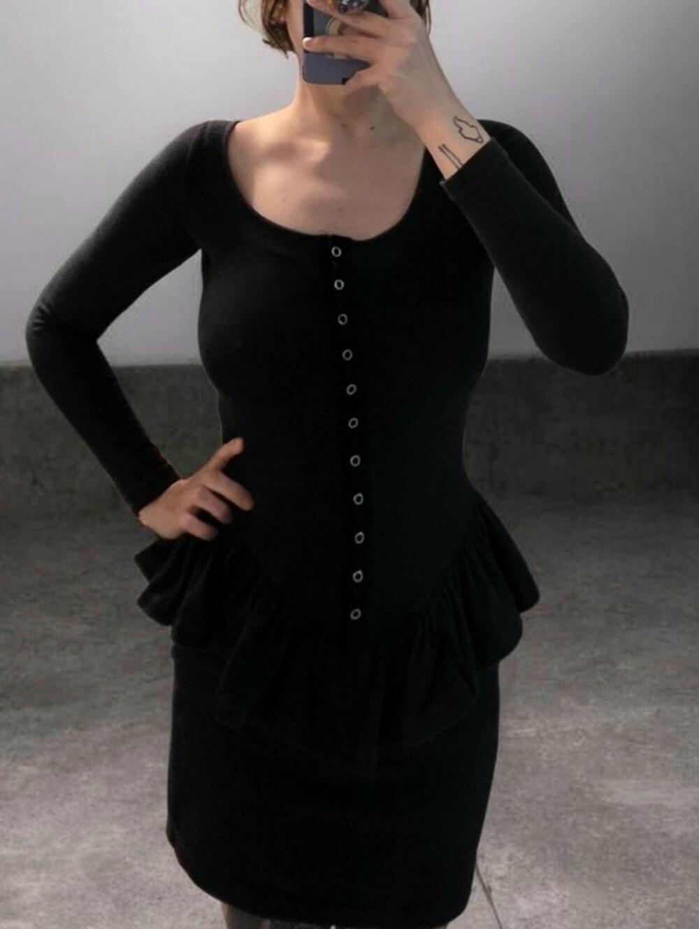 VTG Betsey Johnson 1980's Punk Label Lace-Up Peplum Dress